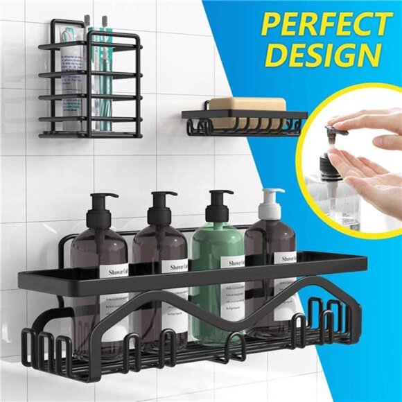 Shower Caddy, Shower Shelves [5-Pack], Adhesive Shower Organizer - Picture 3 of 7